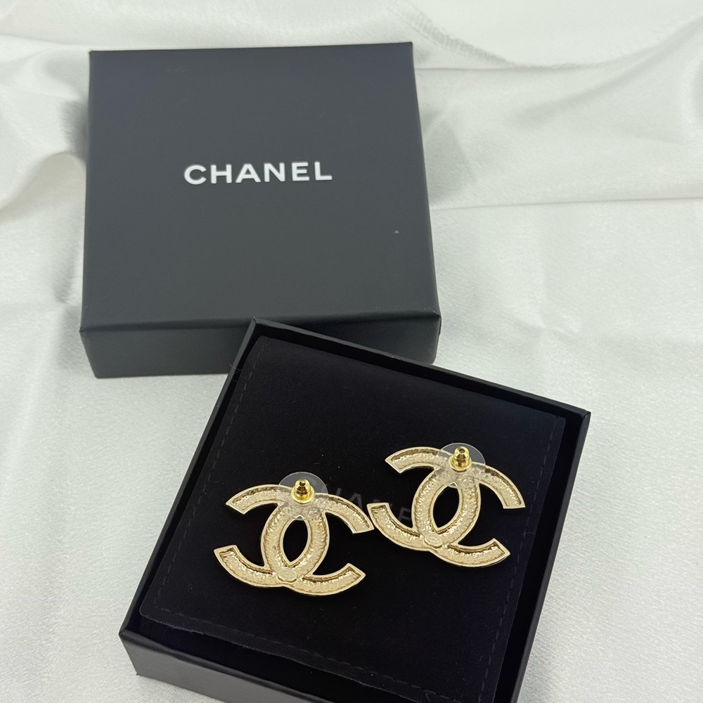 CHANEL Large Gold CC Crystal Accent Statement Earrings - Picture 6 of 11